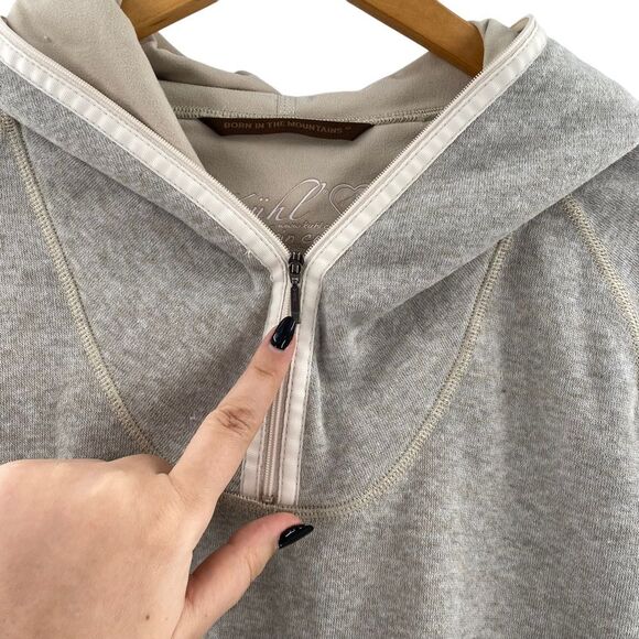 Kuhl Kashmira ¼ Zip Pullover Hoodie Size S Oatmeal‎ Gray Fleece Lined - Picture 2 of 8